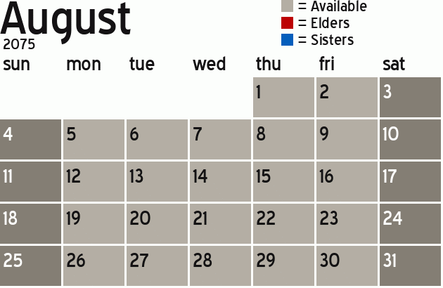 Missionary Dinner Calendar