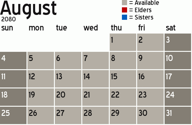Missionary Dinner Calendar