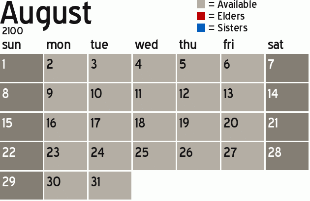 Missionary Dinner Calendar