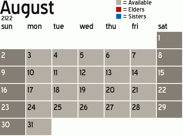 Missionary Dinner Calendar
