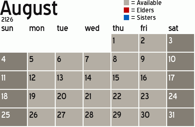 Missionary Dinner Calendar