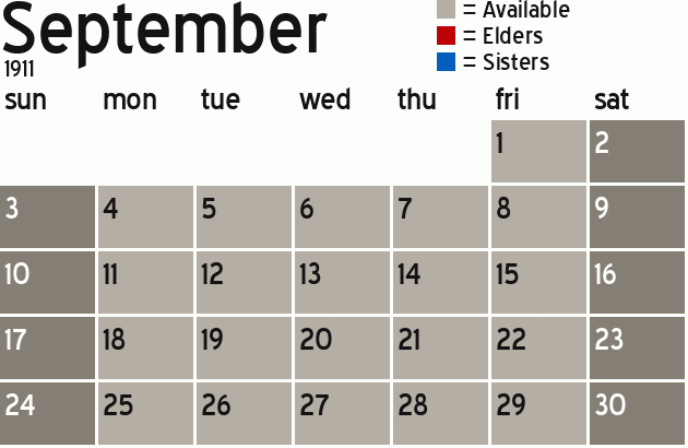 Missionary Dinner Calendar