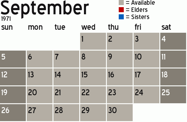 Missionary Dinner Calendar