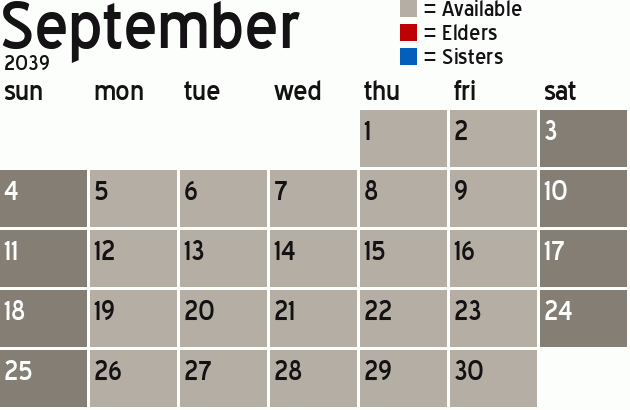Missionary Dinner Calendar