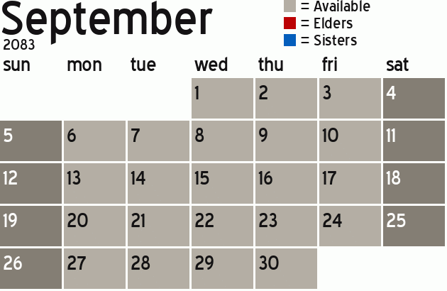 Missionary Dinner Calendar