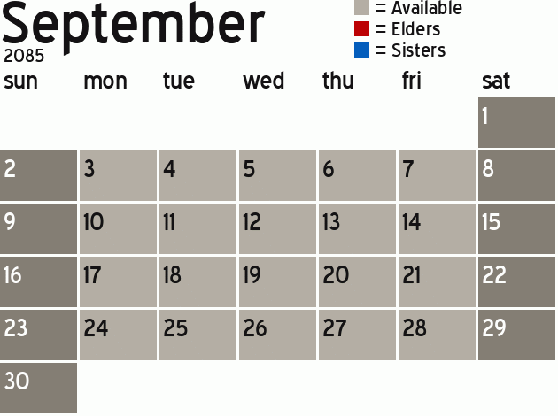 Missionary Dinner Calendar