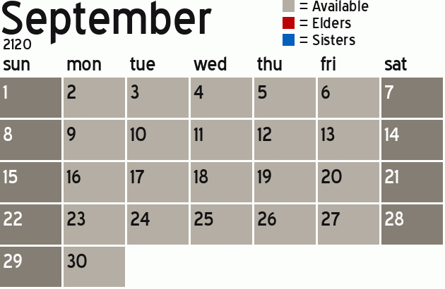 Missionary Dinner Calendar