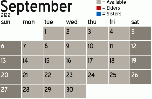 Missionary Dinner Calendar
