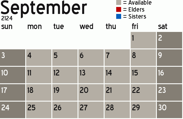 Missionary Dinner Calendar
