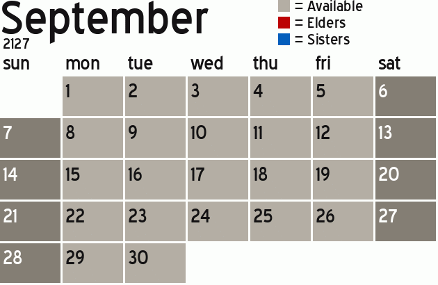 Missionary Dinner Calendar