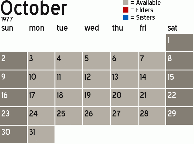 Missionary Dinner Calendar