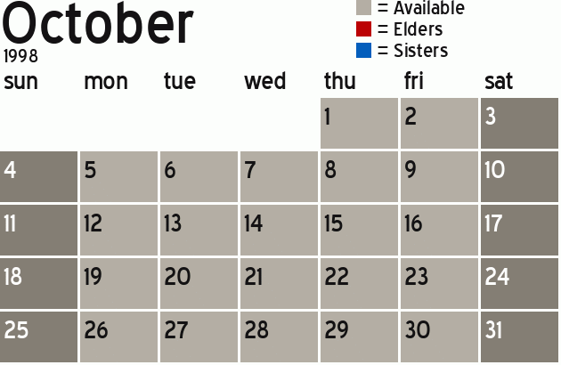 Missionary Dinner Calendar