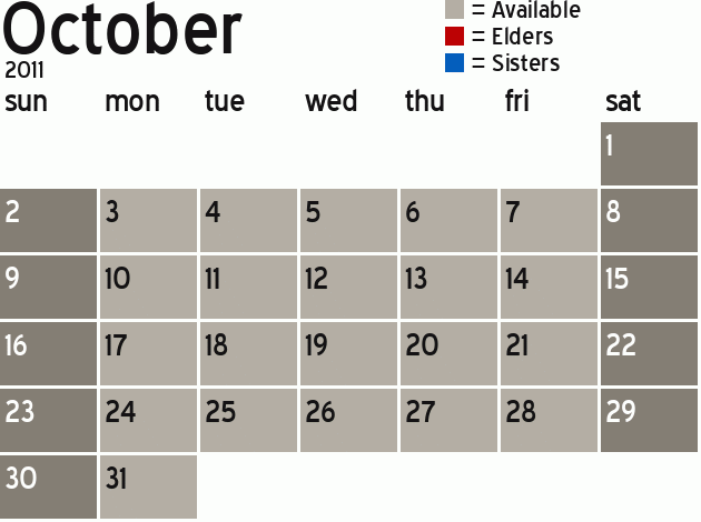 Missionary Dinner Calendar
