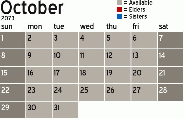 Missionary Dinner Calendar