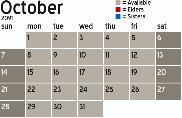 Missionary Dinner Calendar