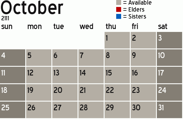 Missionary Dinner Calendar
