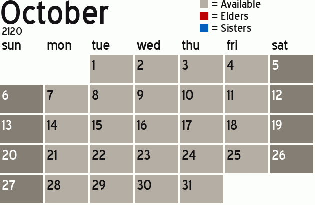 Missionary Dinner Calendar