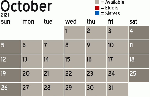 Missionary Dinner Calendar