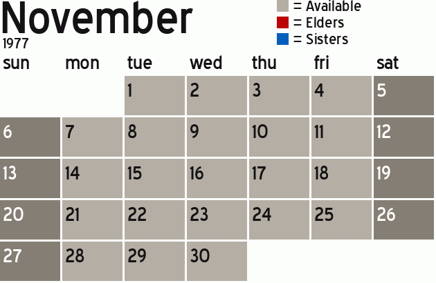 Missionary Dinner Calendar