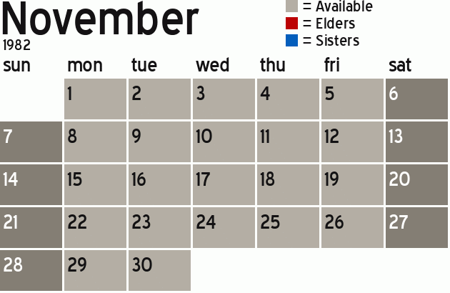 Missionary Dinner Calendar