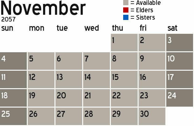 Missionary Dinner Calendar