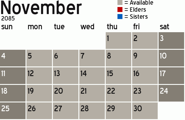 Missionary Dinner Calendar
