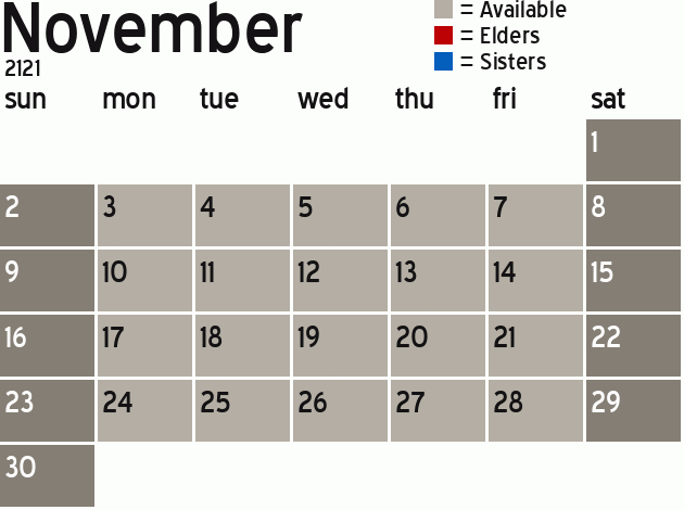 Missionary Dinner Calendar