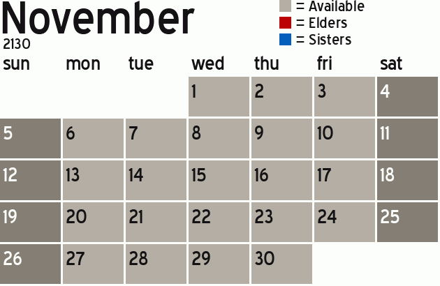 Missionary Dinner Calendar