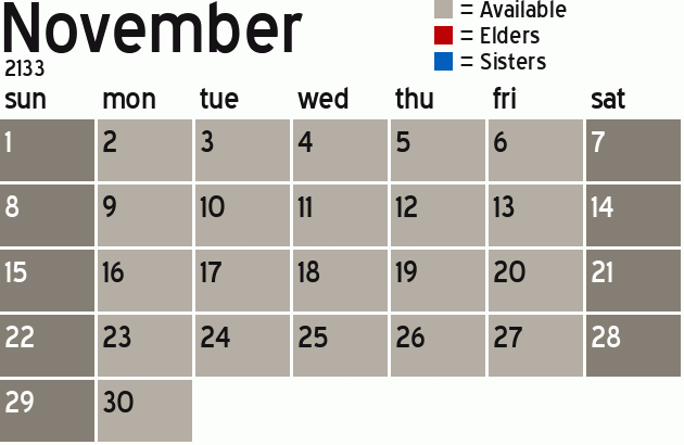 Missionary Dinner Calendar