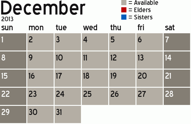 Missionary Dinner Calendar