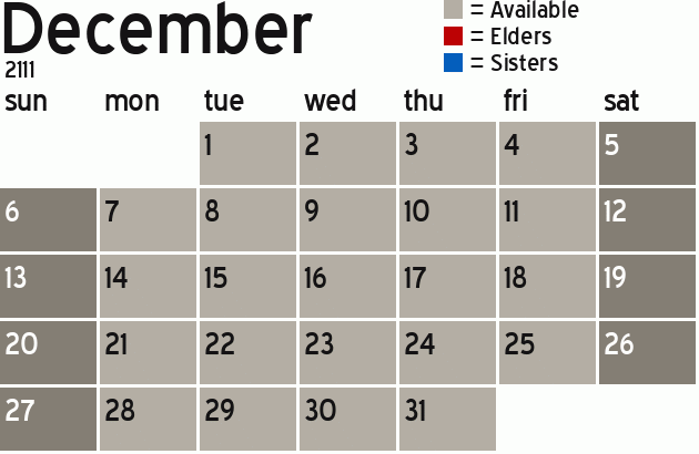 Missionary Dinner Calendar
