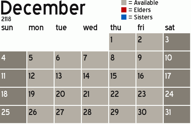 Missionary Dinner Calendar