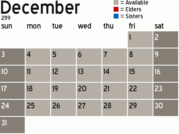 Missionary Dinner Calendar