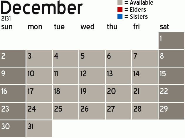 Missionary Dinner Calendar